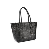 Leather Tote Bag For Women in black color with croco tail pattern