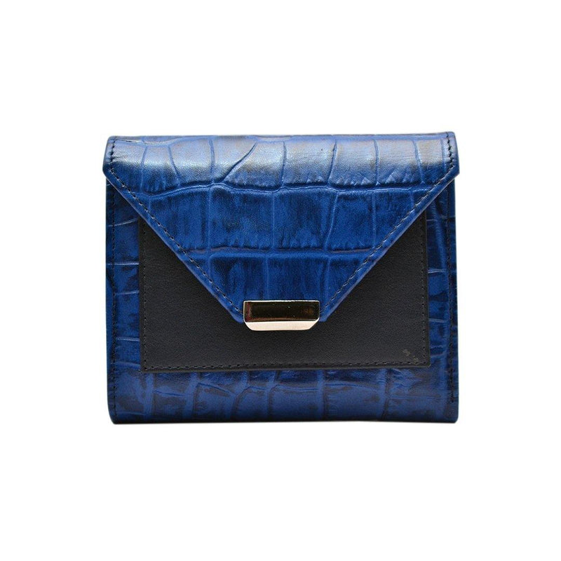 Keva Ladies Wallet | Croco Leather Wallet for Women | 100% Genuine Leather | Color: Blue