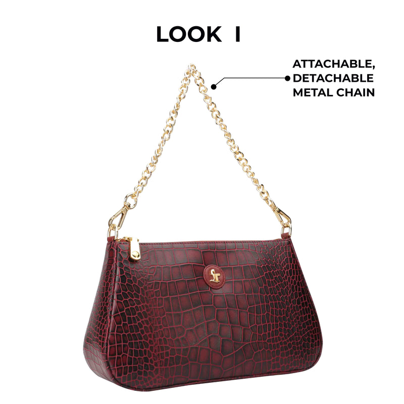 Lucia Leather Sling Bags For Women Color: Cherry