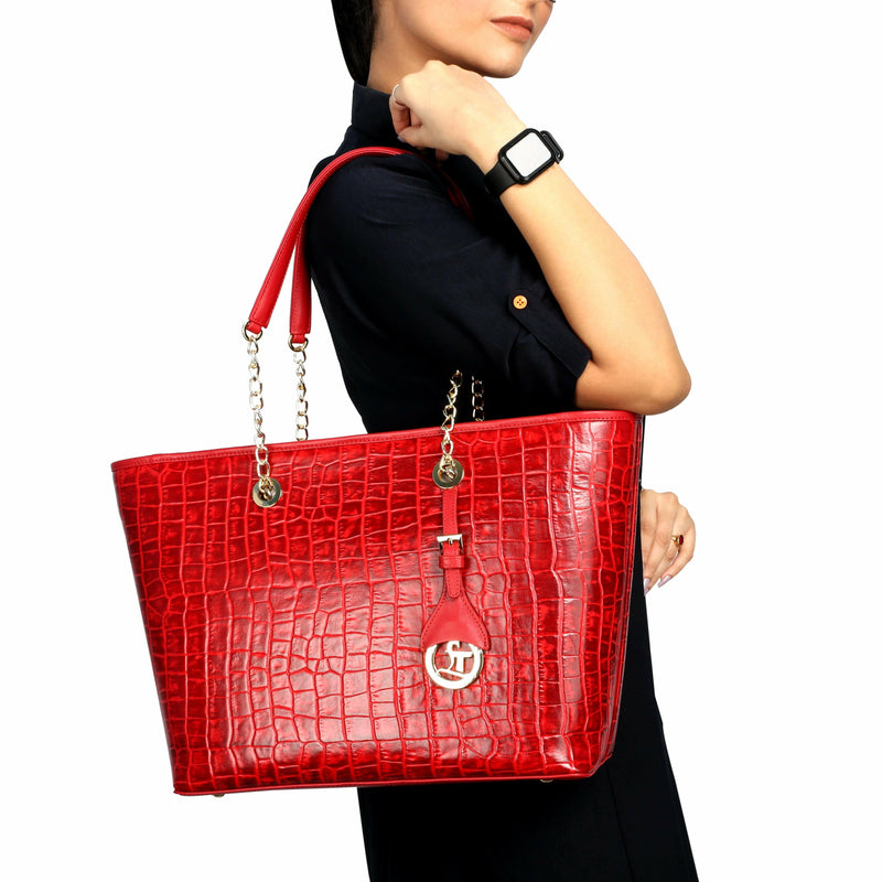 Claire II Tote Bag For Women | 100% Genuine Leather | Color: Blue, Red, Black & Brown