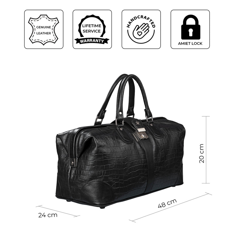 Georgia Collection - Italian Classics | 97 Travel Bag | Leather Duffle Bag For Men | For Travel | Colour : Black