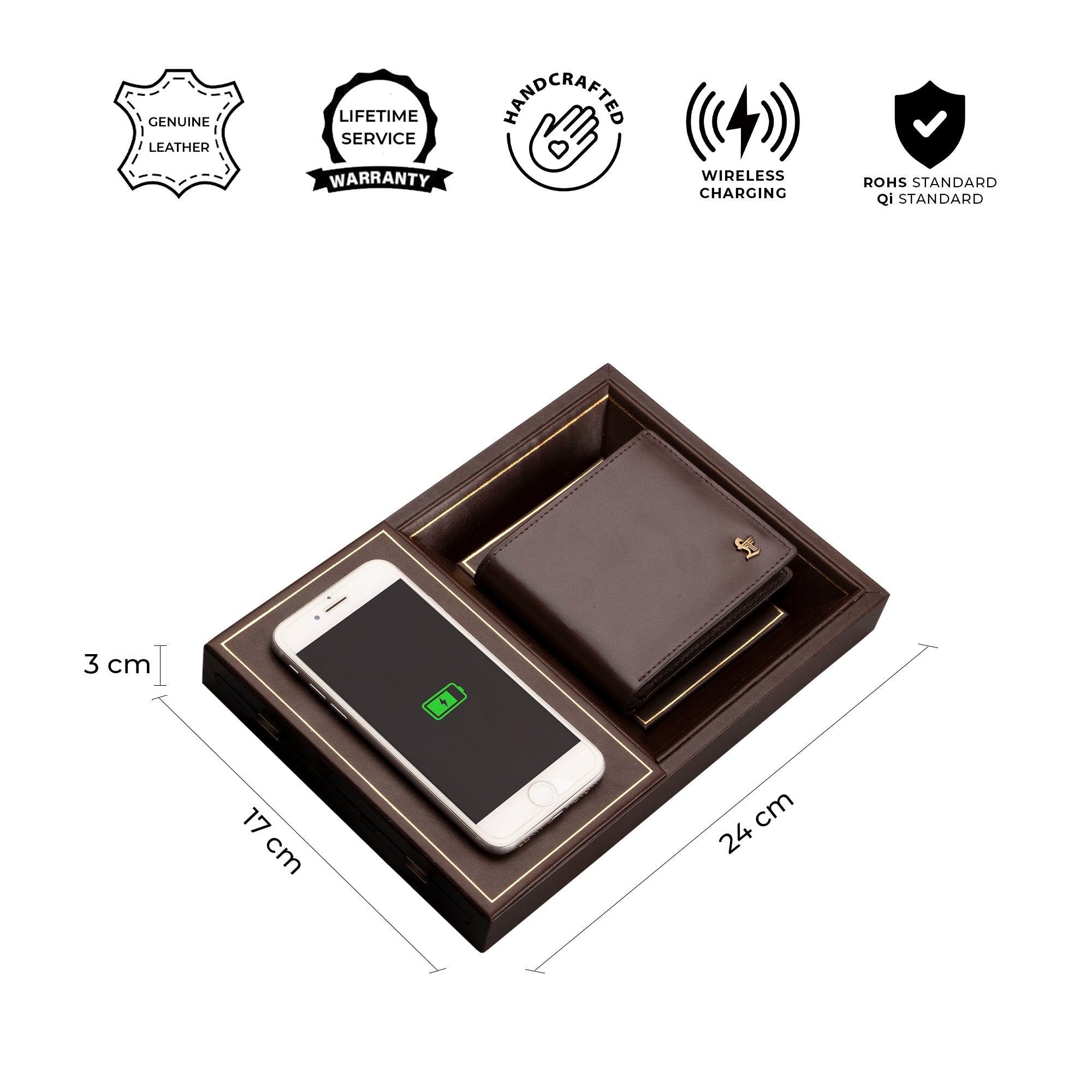 Premium leather smart desk organizer