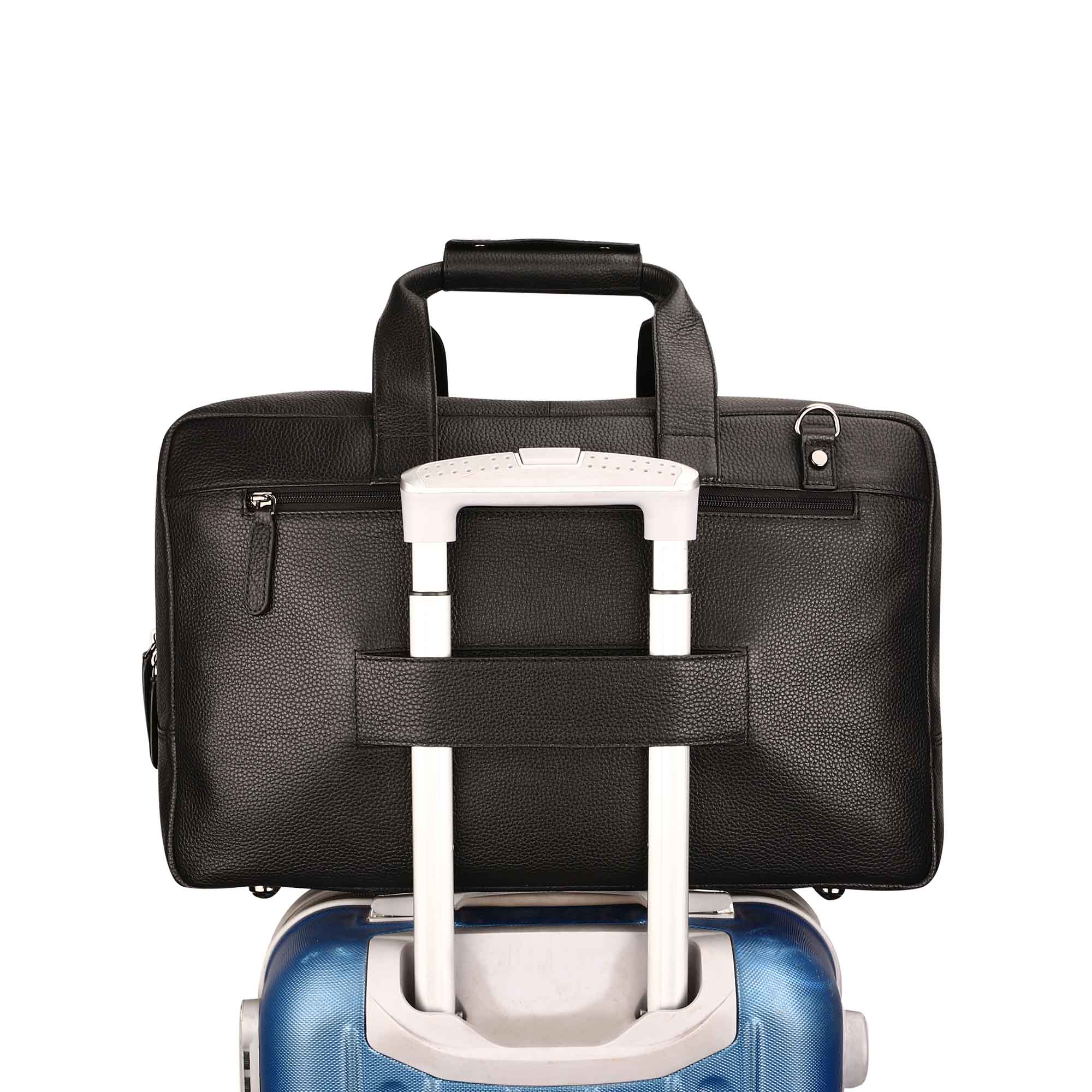 MarcoPolo Travel Duffle Bag| Colour: Black & Brown LeatherTalks