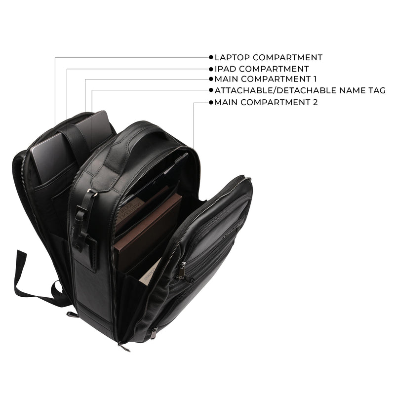 Jacob V 2.0 Black Leather Backpack for Office/Travel