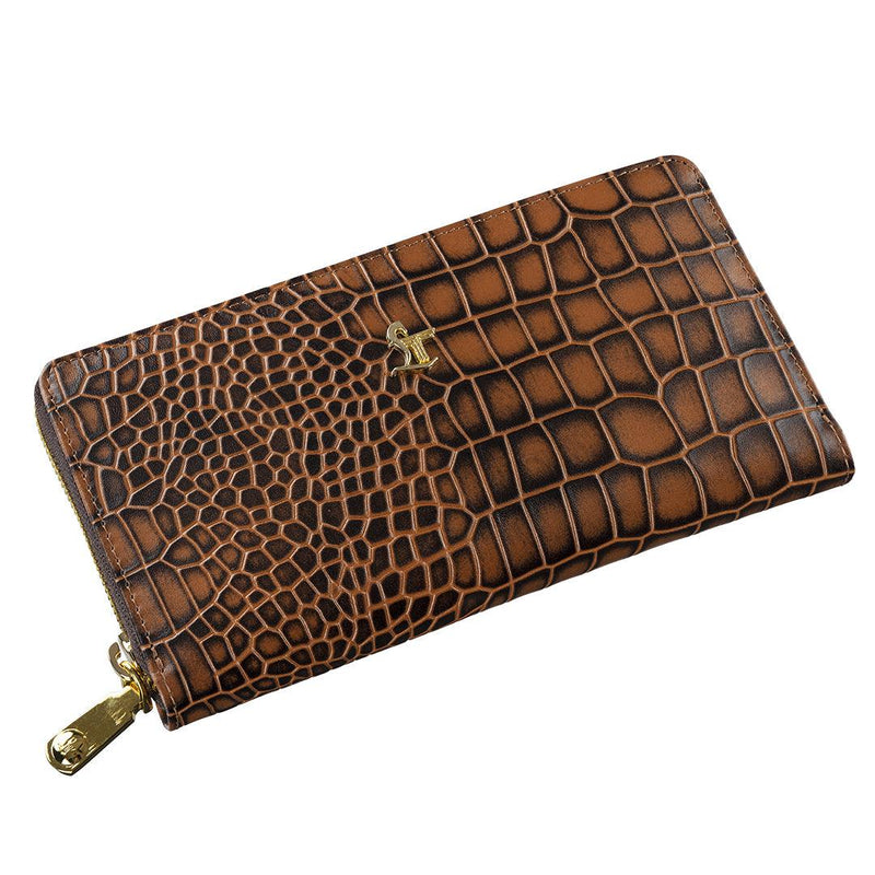 Palm II | Deep Cut Leather Wallet for Women | 100% Genuine Leather | Color: Tan