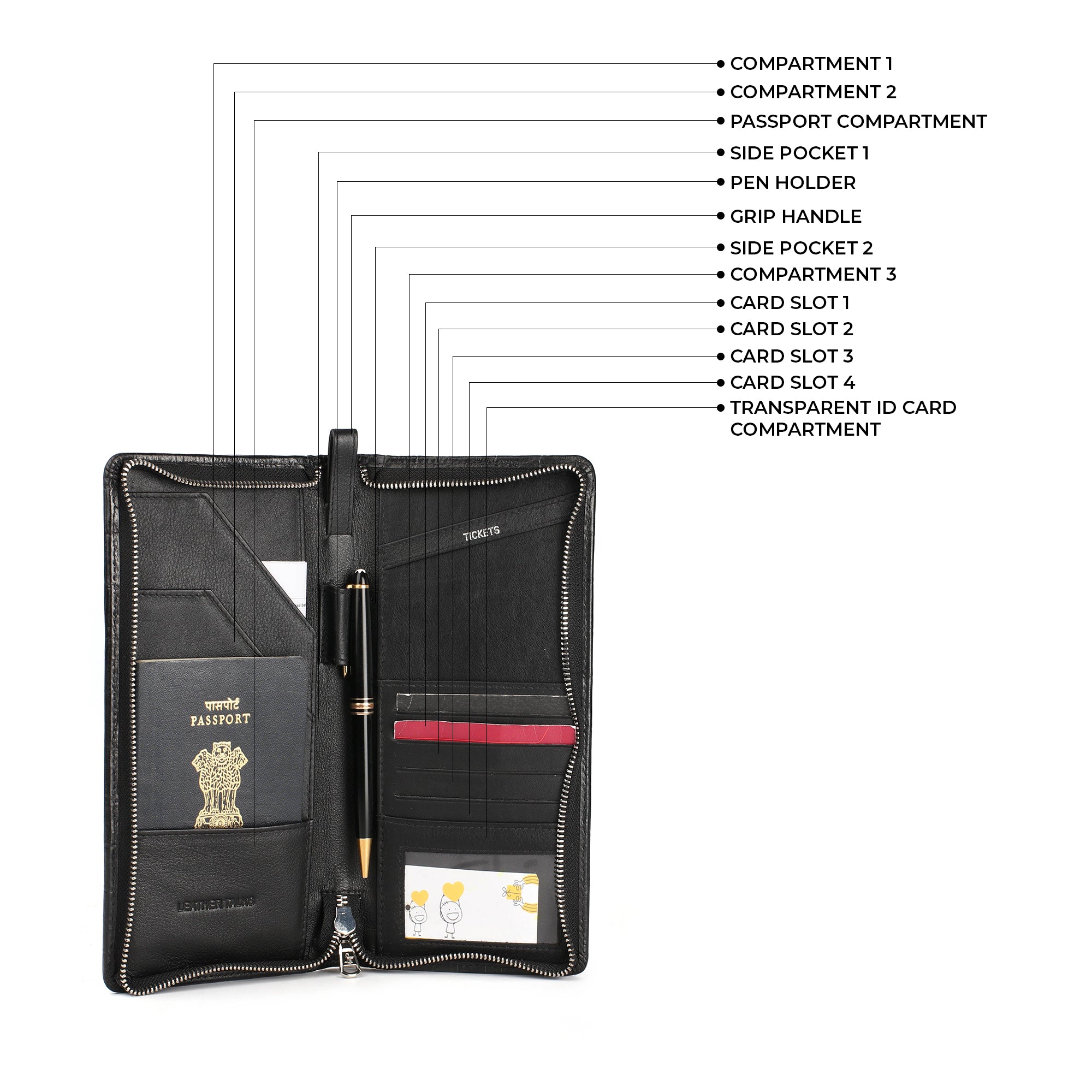 Pure leather travel wallet