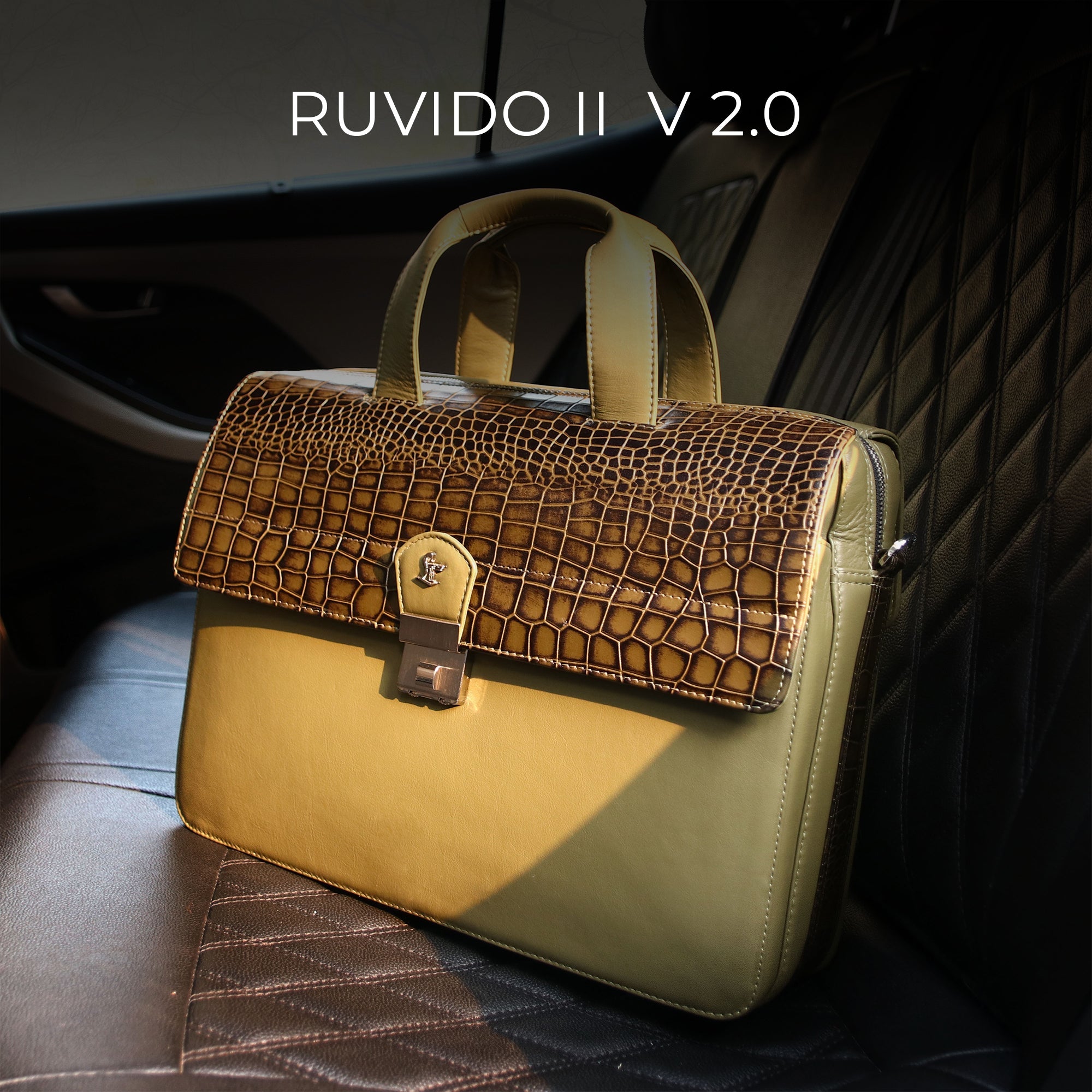 Ruvido II V 2.0 Luxury Leather Laptop and Office Bag for Men, designed to fit 15-inch laptops, offering a stylish and durable storage solution for professional use.