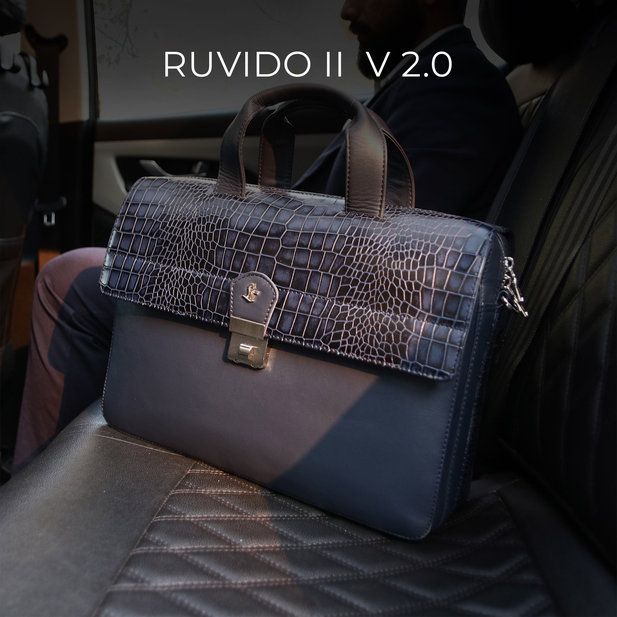 Ruvido II V 2.0 Luxury Leather Laptop and Office Bag for Men, designed to fit 15-inch laptops, offering a stylish and durable storage solution for professional use.