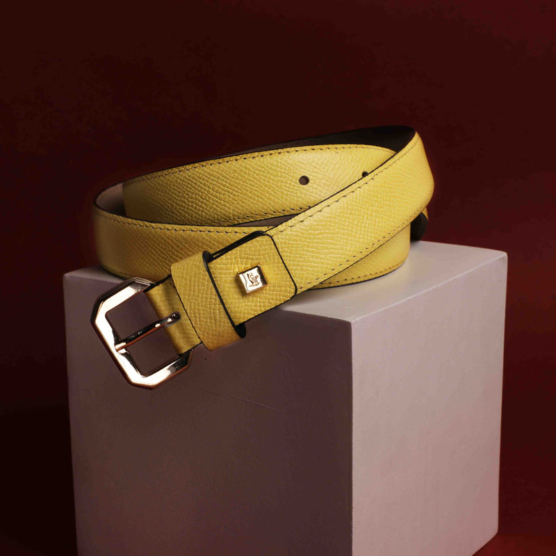 Candy Ladies Belt | Leather Belt for Women | 100% Genuine Leather | Color: Yellow