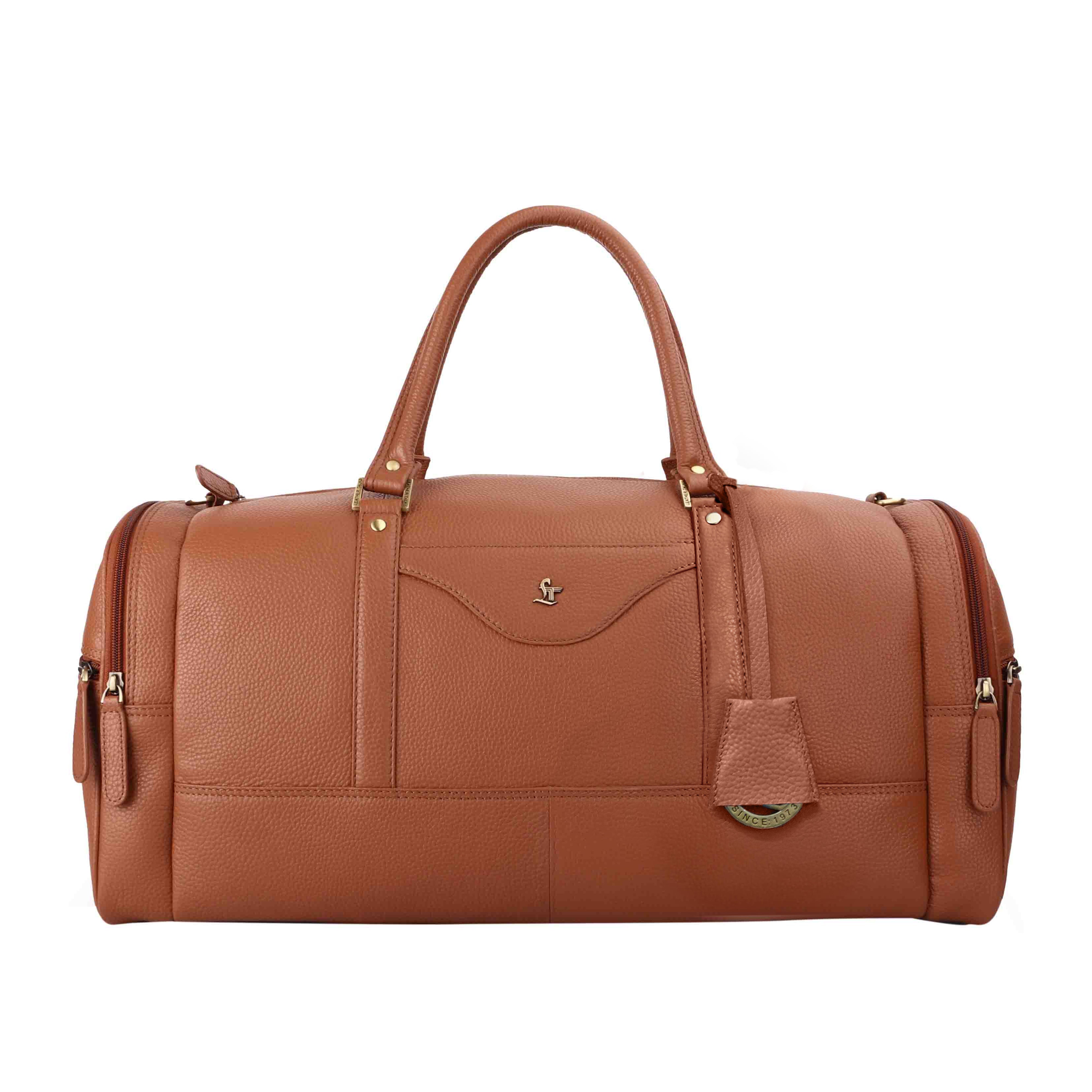 Bush Duffle Bag | Genuine Leather Travel Bag | Duffle Bag for Women | Color: Tan Leather Talks