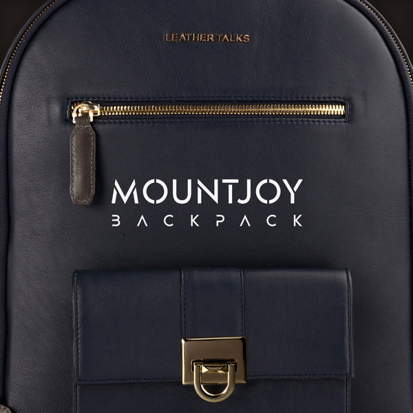 MountJoy Leather Backpack | 100 % Genuine Leather Backpack For Women | Colour - Navy Blue
