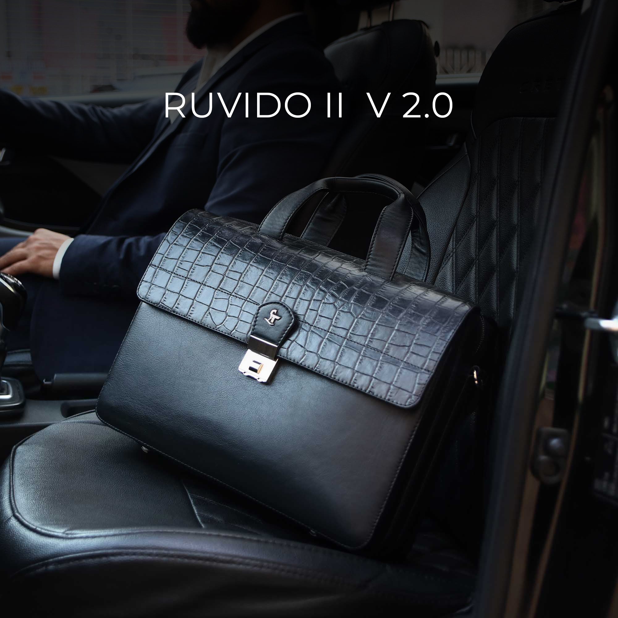 Ruvido II V 2.0 Luxury Leather Laptop and Office Bag for Men, designed to fit 15-inch laptops, offering a stylish and durable storage solution for professional use.