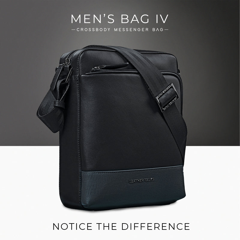 Men's Leather Messenger Bag | Colour - Grey