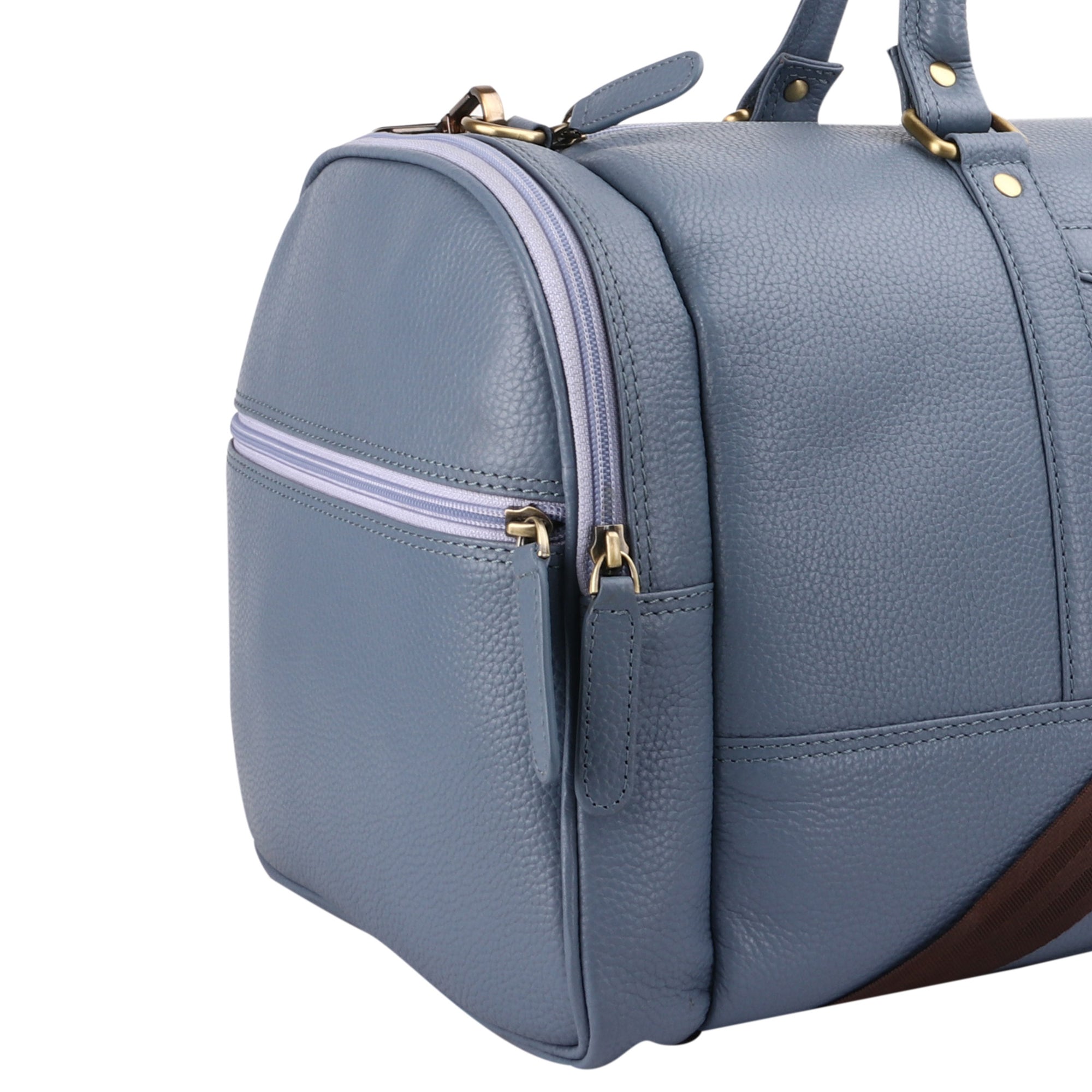 Bush Duffle Bag | Genuine Leather Travel Bag | Duffle Bag for Men | Color: Light Blue Leather Talks