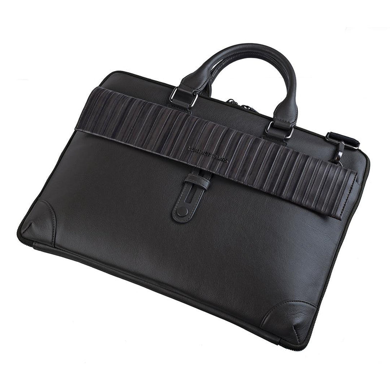 Italian VT Stripe Loop II | Genuine Leather Laptop Bag | Color: Black
