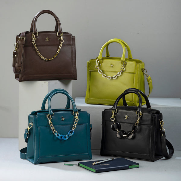 Window Junior Ladies Hand Bag For Women | 100% Genuine Leather | Color - Green, Black, Green, Brown & Blue