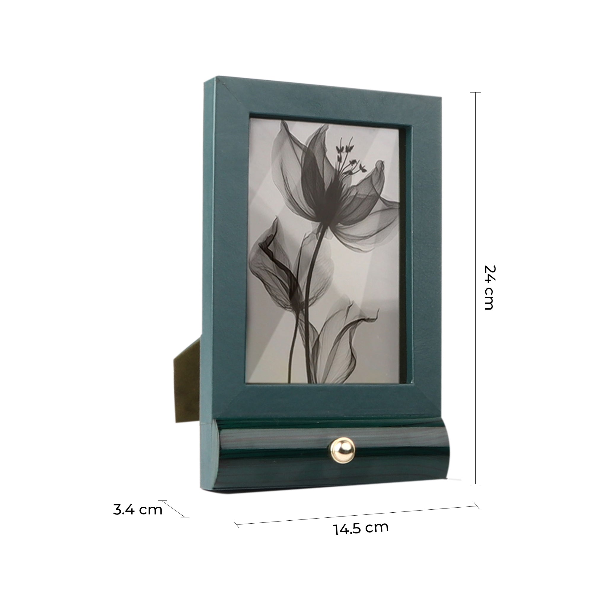 Wood Leather Photo Frame | Color - Emerald Green