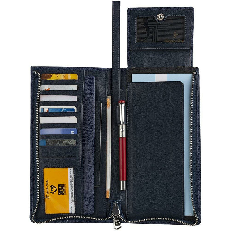 Full Zip Passport II Leather Passport Holder| 100% Genuine Leather | Color: Tan, Black, Blue & Brown