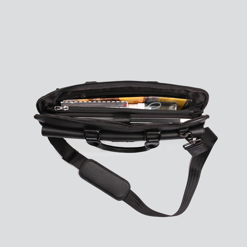 Italian Sufiano Print Loop II | Genuine Leather Laptop Bag | Color: Black & Brown