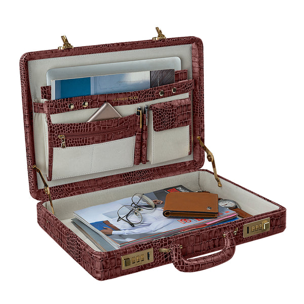 leather attaché briefcase with laptop & iPad slots
