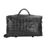 Croco Tail Print Genuine Leather Black Trolley Bag 