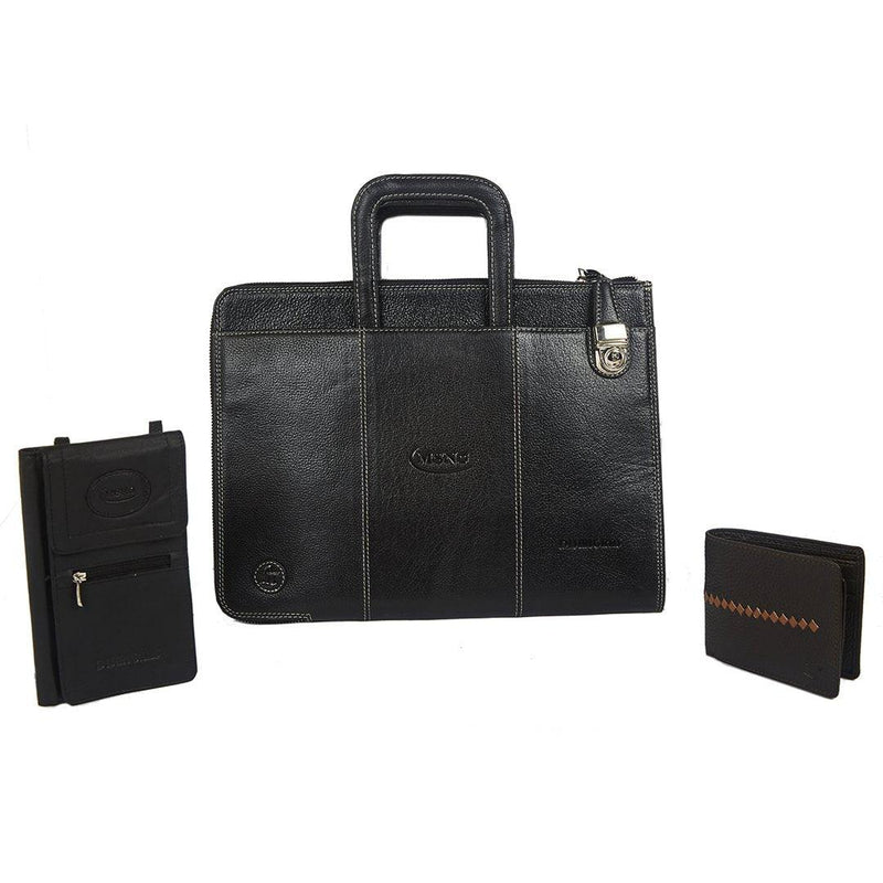 combo of Laptop Folio Bag, LT RFID Guarded (protected)passport Holder & LT RFID Guarded(protected) wallet. - Leather Talks 
