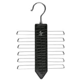 Leather Wooden Tie Hanger | 100% Genuine Leather | Color: Black
