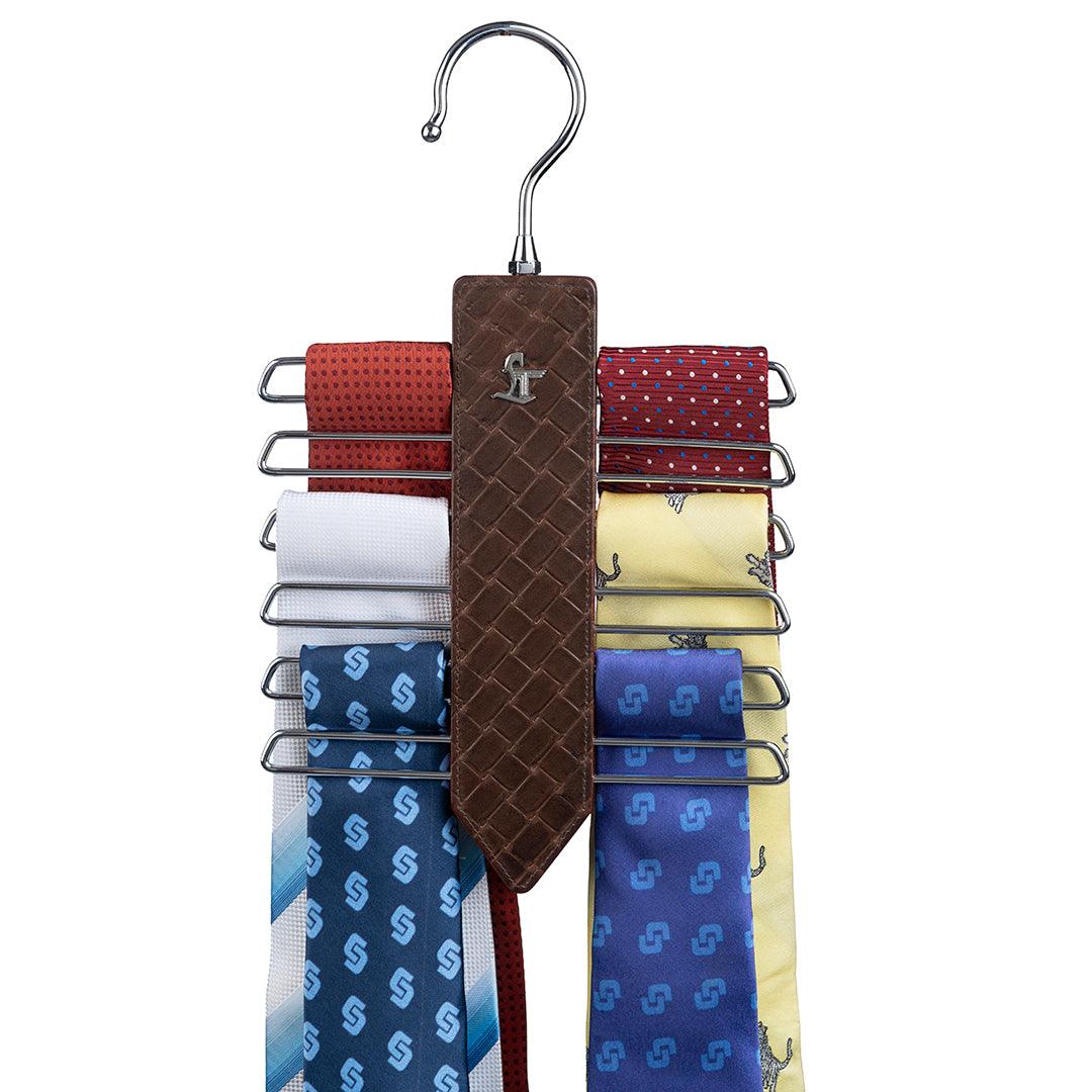 Leather Wooden Tie Hanger - Leather Talks 