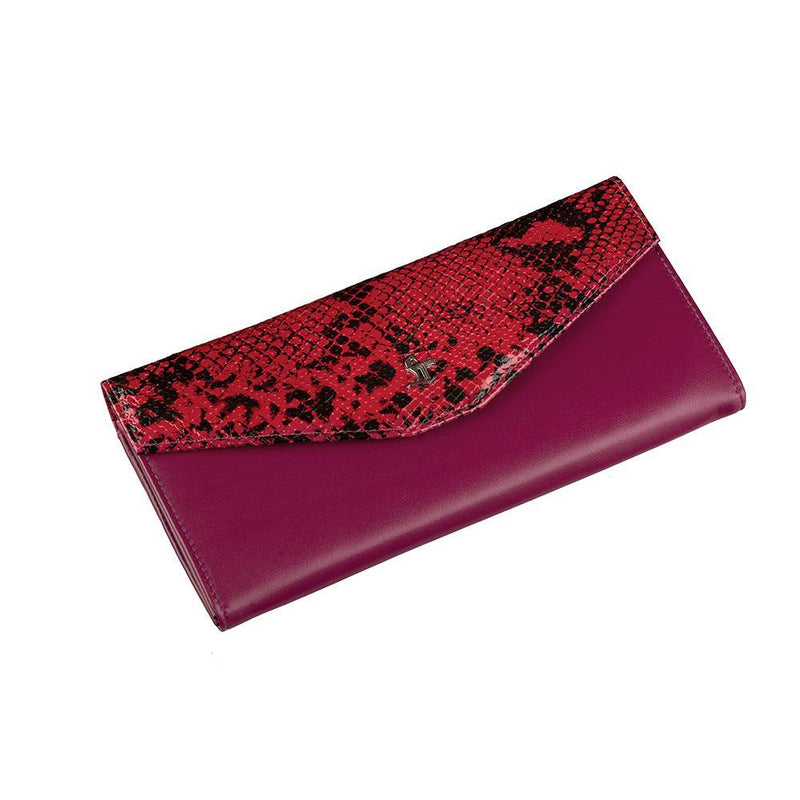 Onyx Snake Print | Leather Wallet for Women | 100% Genuine Leather | Color: Red