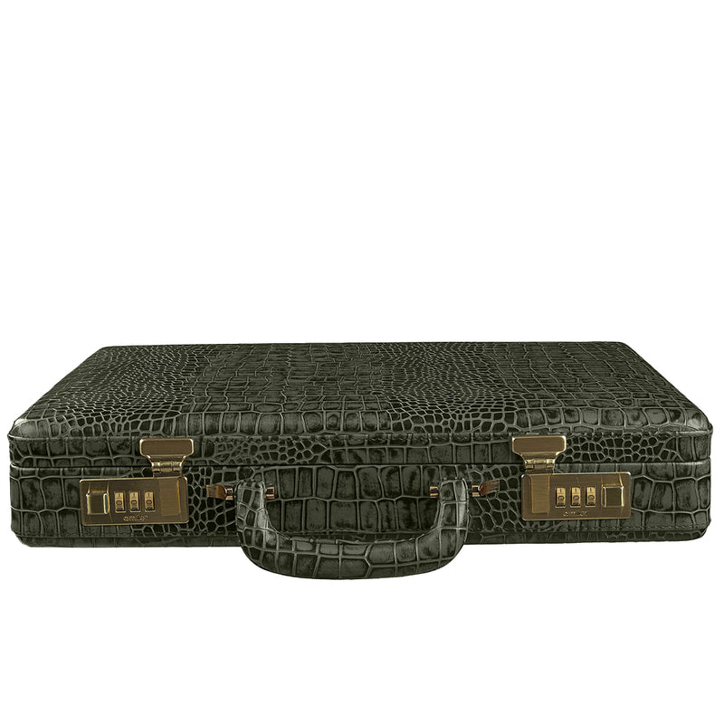 Genuine Leather Briefcase With Swiss Amiet Three Digit Combination Lock