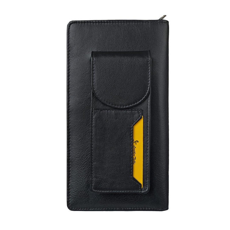 Full Zip Passport Travel Wallet For Men | 100% Genuine Leather Color: Black