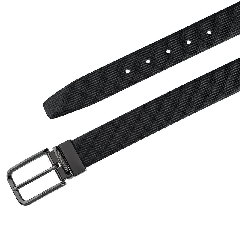 branded black leather belt