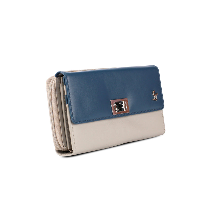 Backzipp | Saffiano Leather Wallet for Women | 100% Genuine Leather | Color: Beige