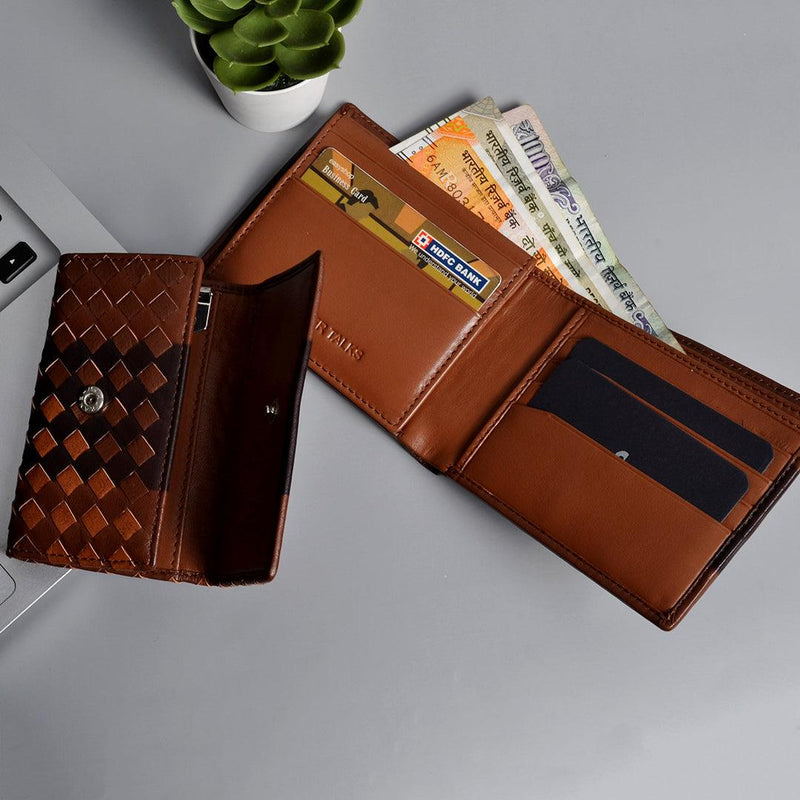 Weave Wallet & Tri Fold Keypouch Combo - Leather Talks 