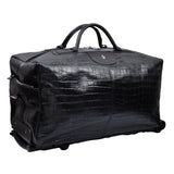 Leather Duffle Bag Trolley Black - Leather Talks 