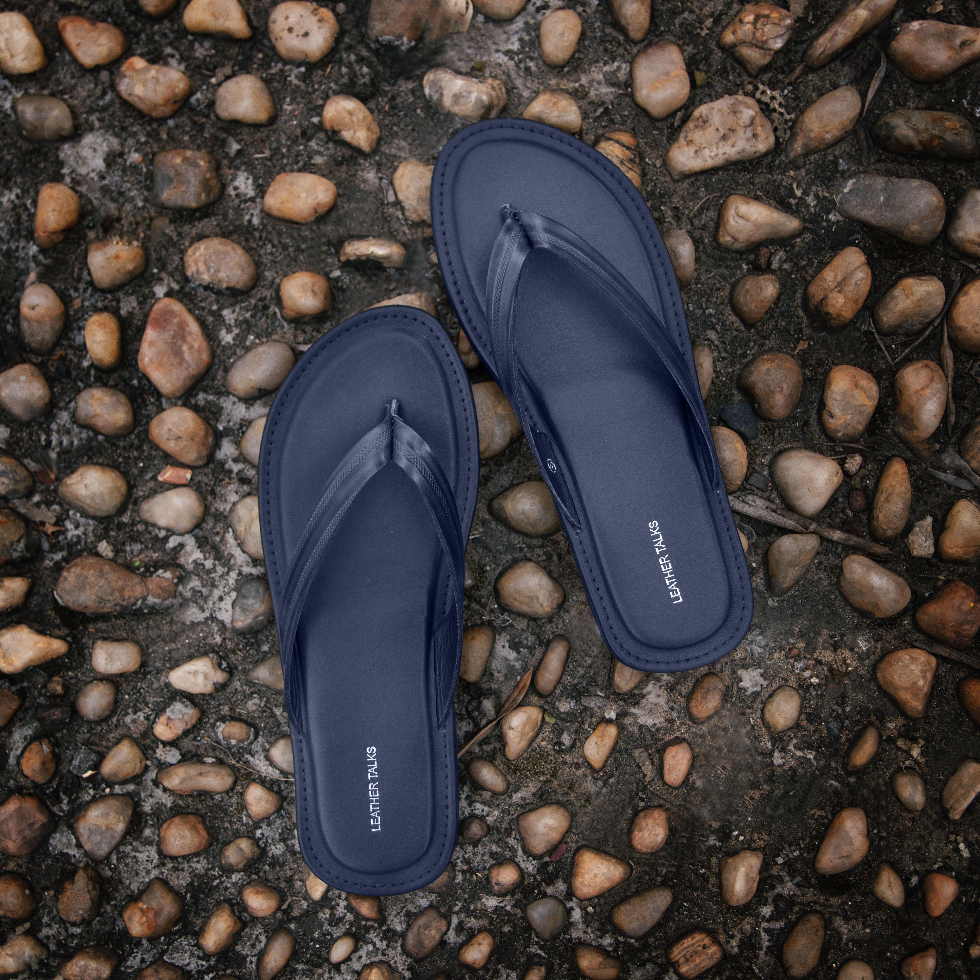 Italian VT Stripe Slippers - Blue - Leather Talks 