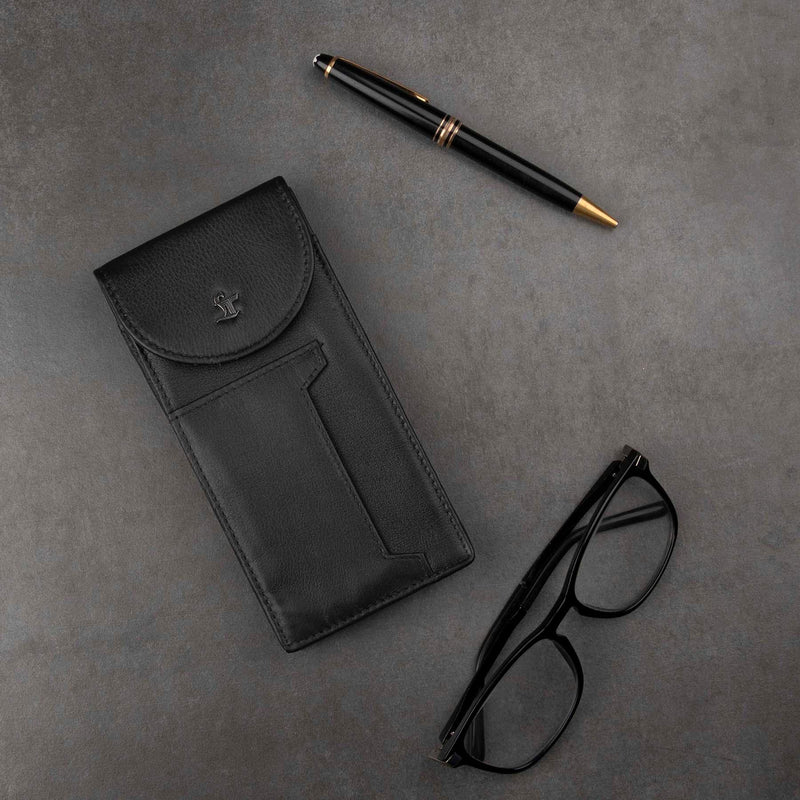 Genuine Leather Spectacle Case l Spectacles Case with card & pen holder