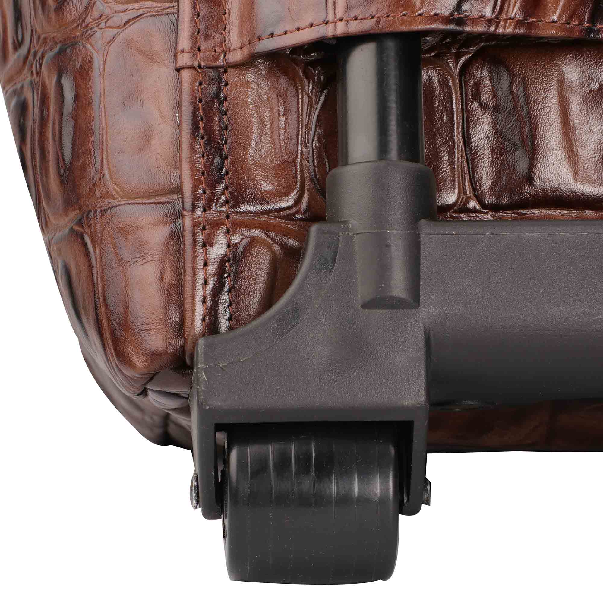 Steelium Leather Duffle Trolley/Travel Bag Leather Talks