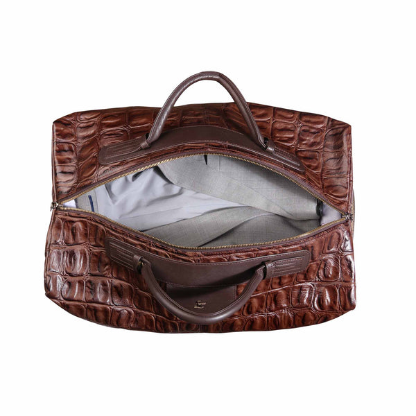 Full Mouth Wide opening Leather Trolley Bag 