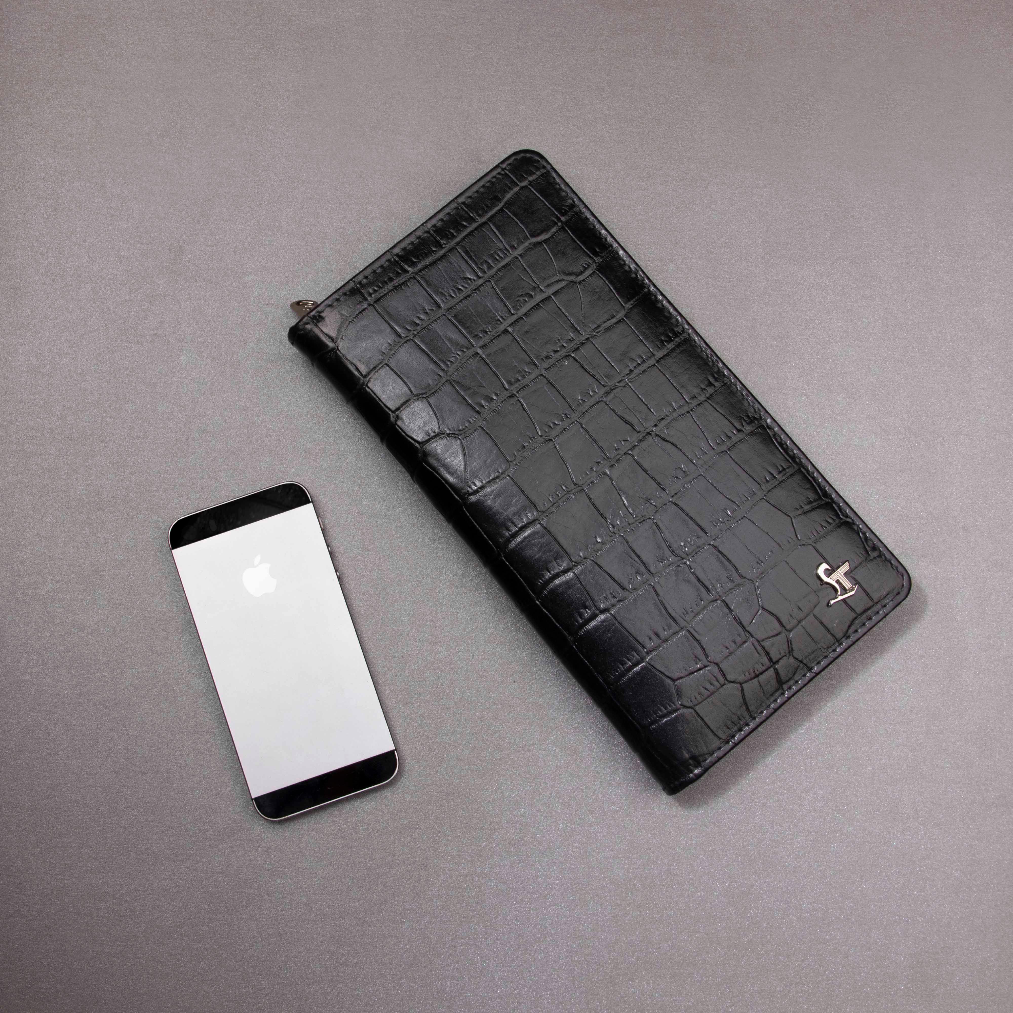 Full Zip Leather Passport Holder | 100% Genuine Leather | Color: Black 