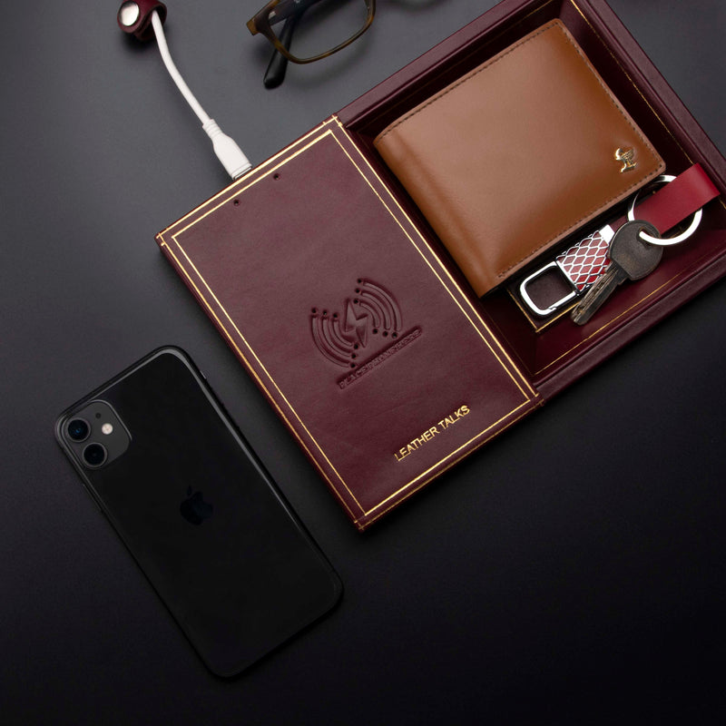 LT Smart Valet Tray With Wireless Charging - Leather Talks 