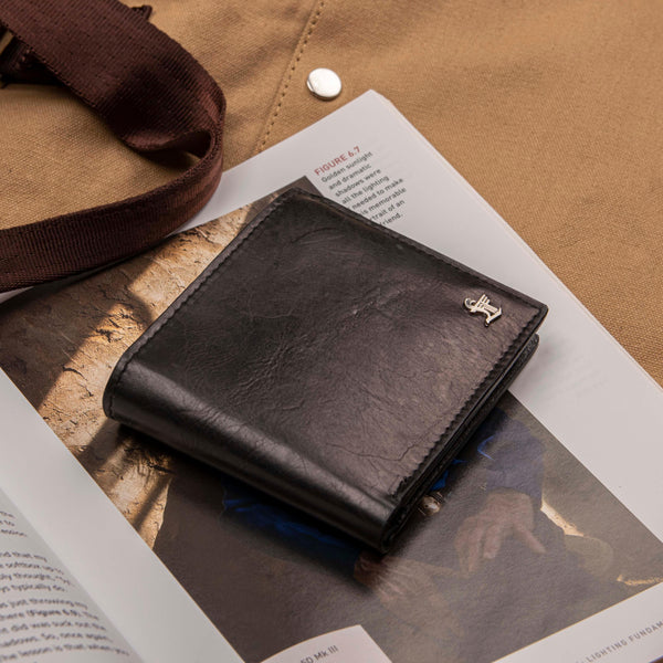 Markas Gents Wallet | Leather Wallet for Men | 100% Genuine Leather | Color: Black