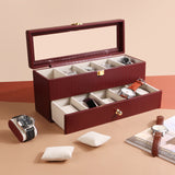 leather watch box in cherry