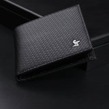 Premium Italian Small weave Black Wallet Belt Set with Wooden Gift Box - Leather Talks 