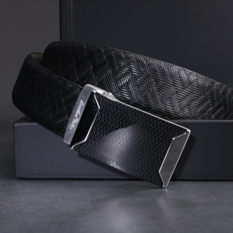Premium Italian Cross Weave Black Wallet Belt Set with Wooden Gift Box - Leather Talks 