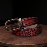 Premium Italian Croco Tan Wallet Belt Set with Wooden Gift Box - Leather Talks 