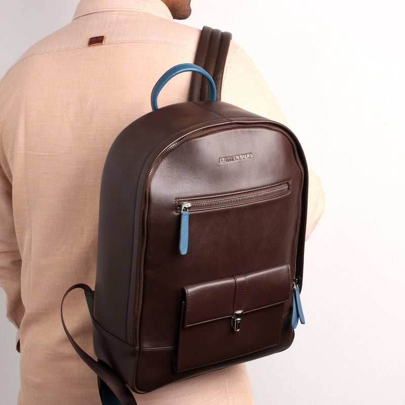 Genuine leather backpack for travel