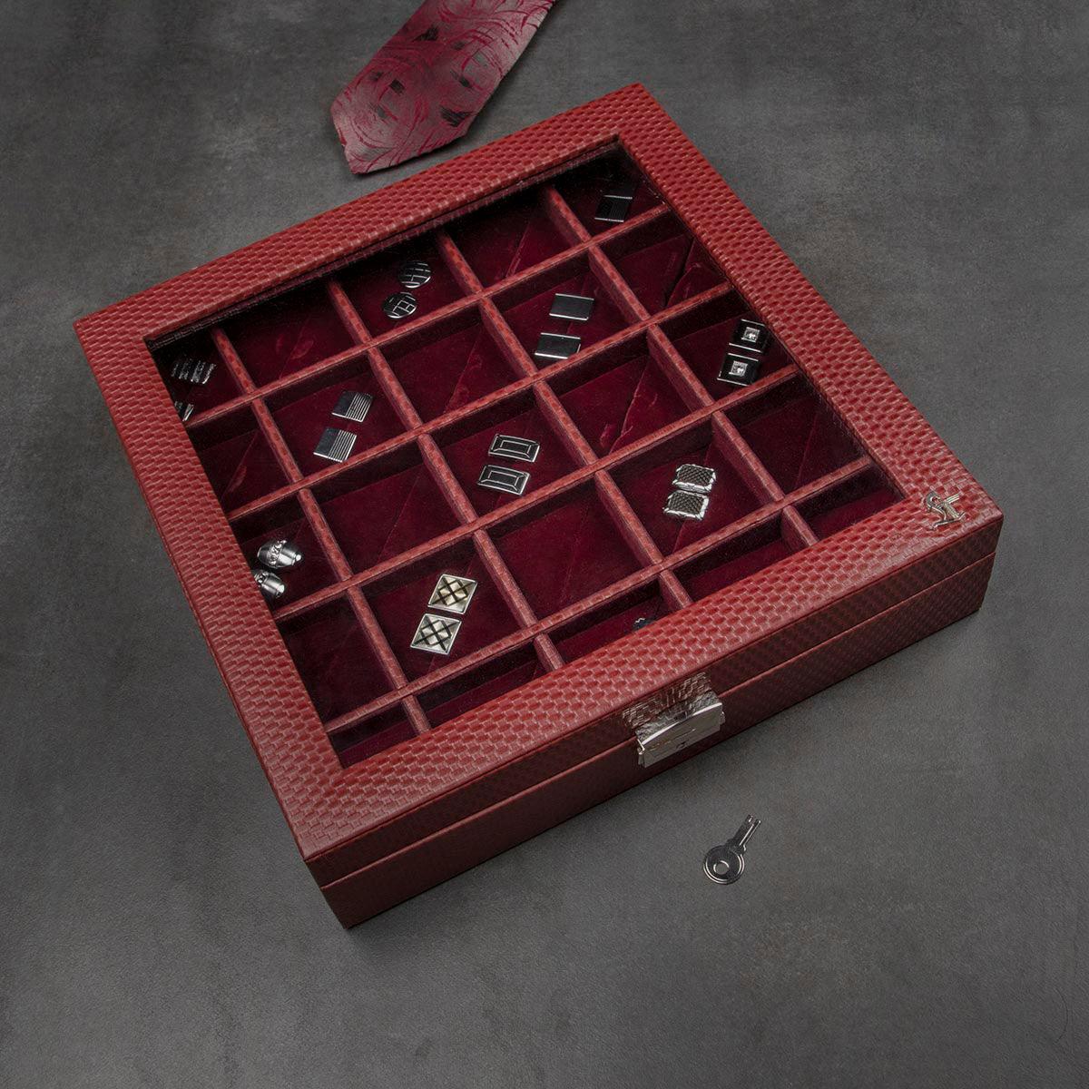 Leather Cufflinks Box ( 25 Pairs) I Cufflinks Storage Box I Cufflinks ...
