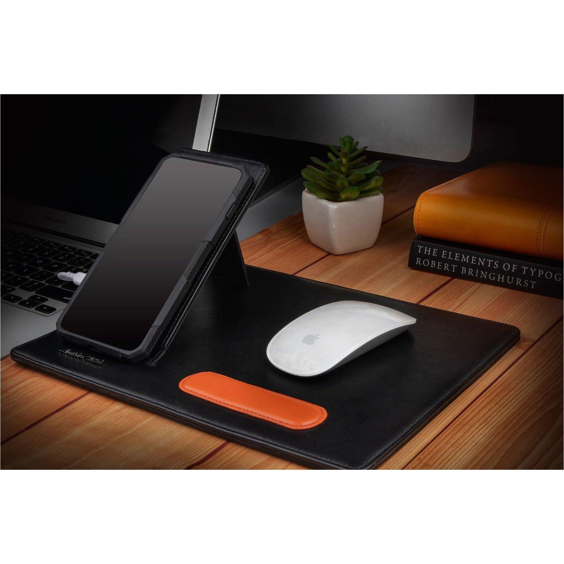 LT Smart Mouse Pad with wireless charging in genuine leather desk setup 