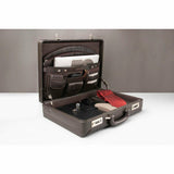 Italian VT Stripe Ruvido Double Lock Briefcase - Leather Talks 